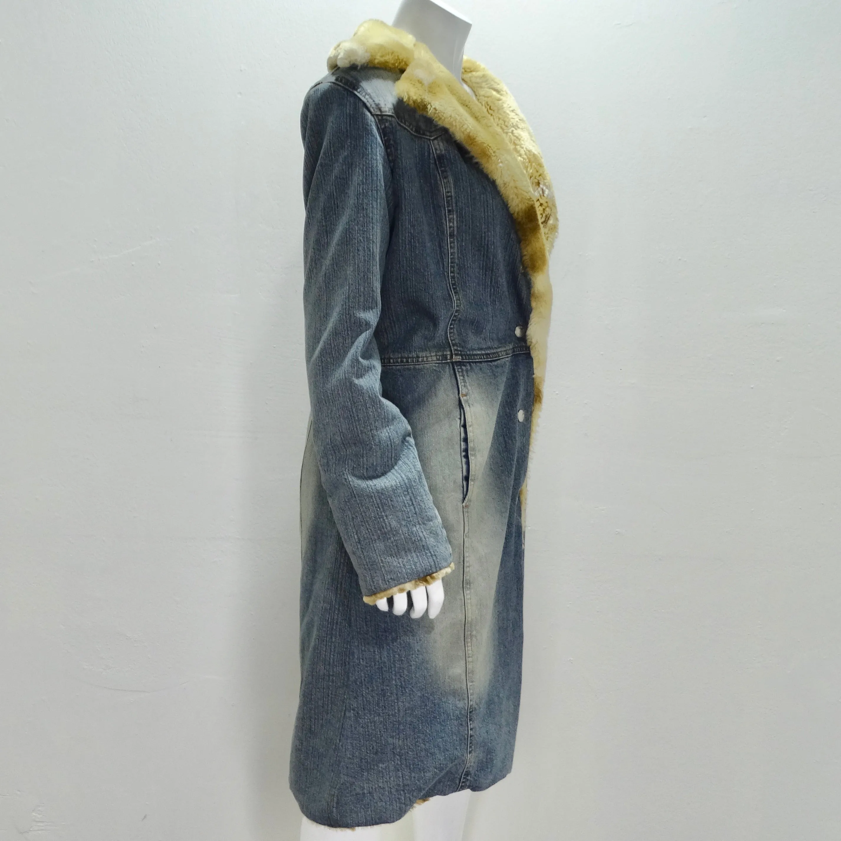 Decadence Rabbit Fur Denim Coat