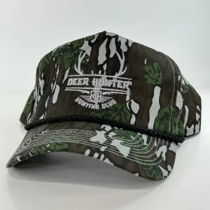 DEER HUNTER HUNTING CLUB HAT On a Vintage 90s CAMO Rope SnapBack Cap ￼Custom Embroidery