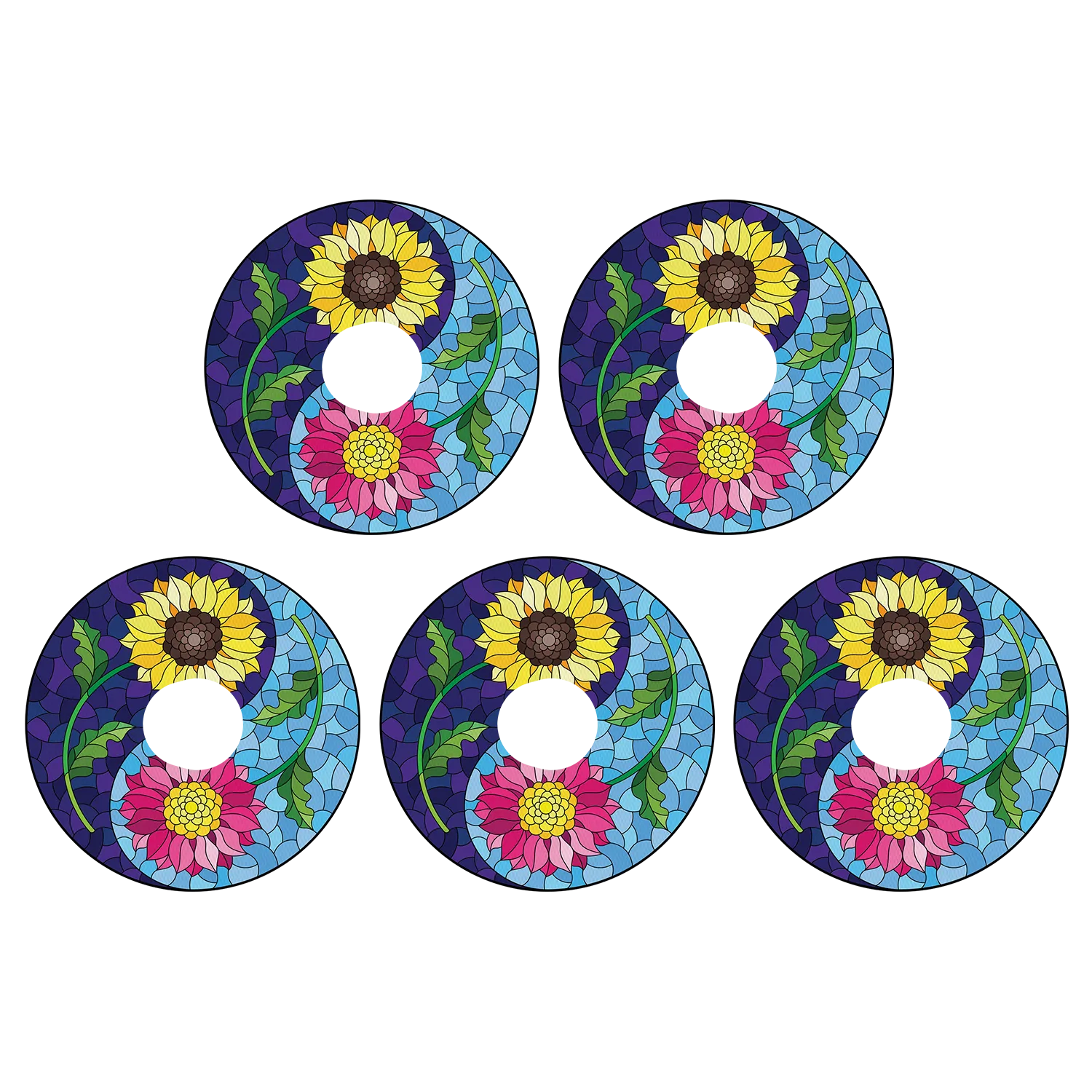Dexcom Stained Glass Flowers Design Patches