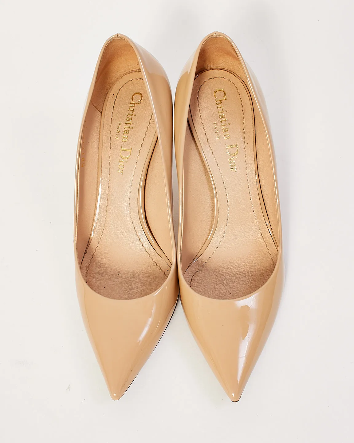 Dior Beige Patent Leather Point Toe Pumps - 36