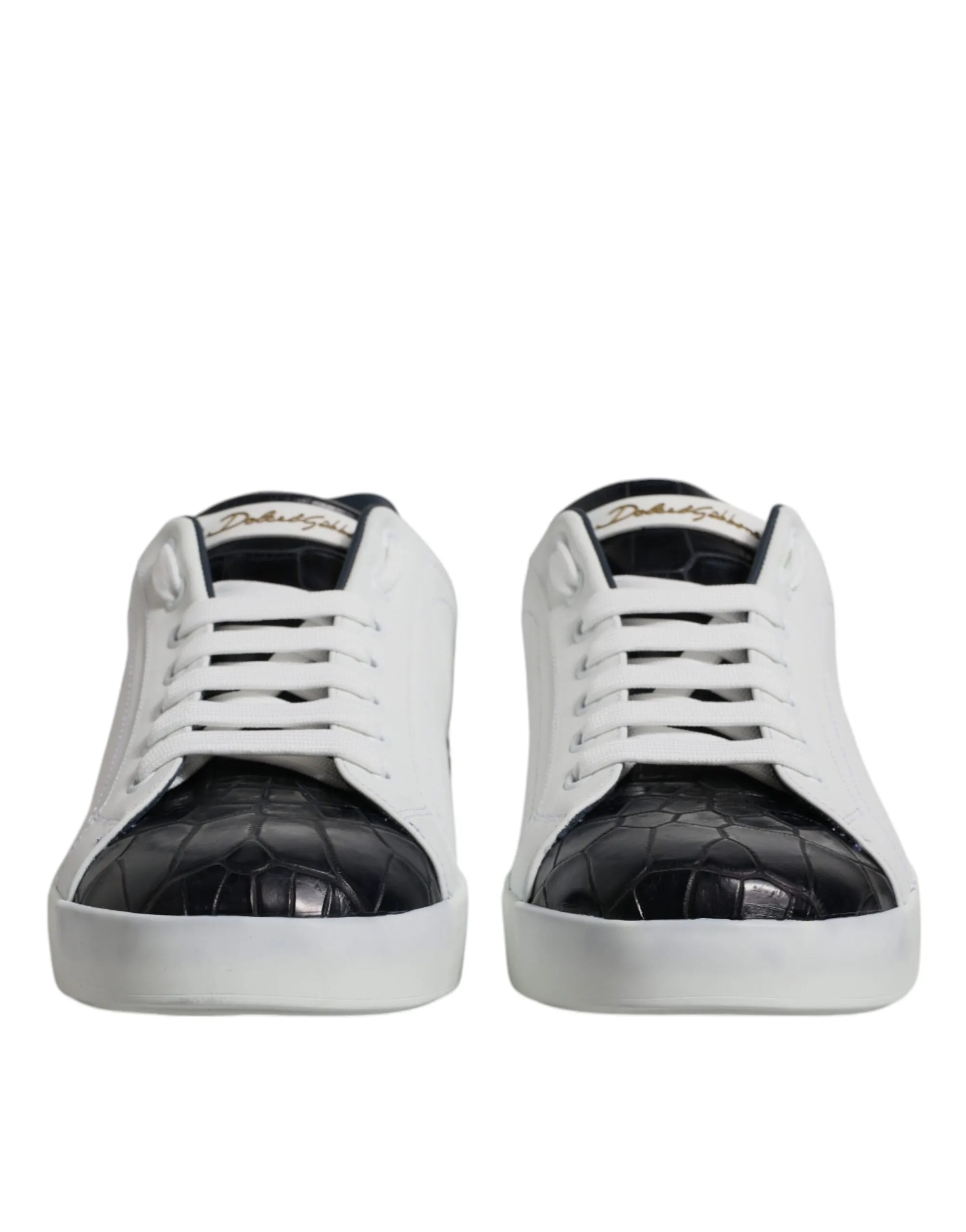 Dolce&Gabbana Portofino Men White Black Sneakers Leather Low Top Trainer Shoes