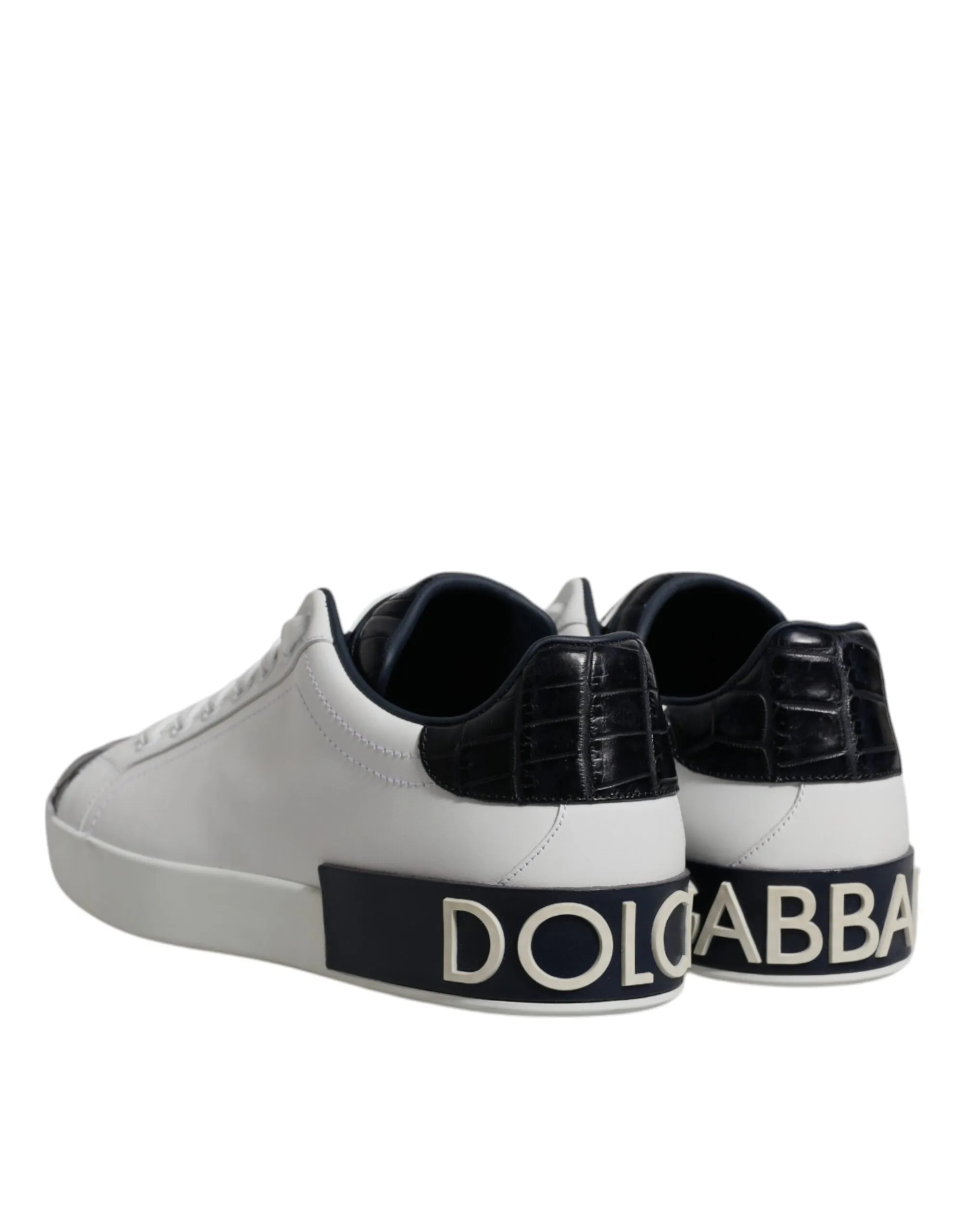 Dolce&Gabbana Portofino Men White Black Sneakers Leather Low Top Trainer Shoes