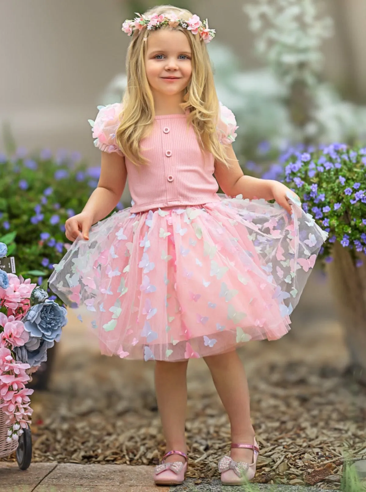 Dream Of Spring Butterfly Tulle Skirt Set