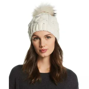 Echo Women's Fur Pom Pom Cable Knit Beanie
