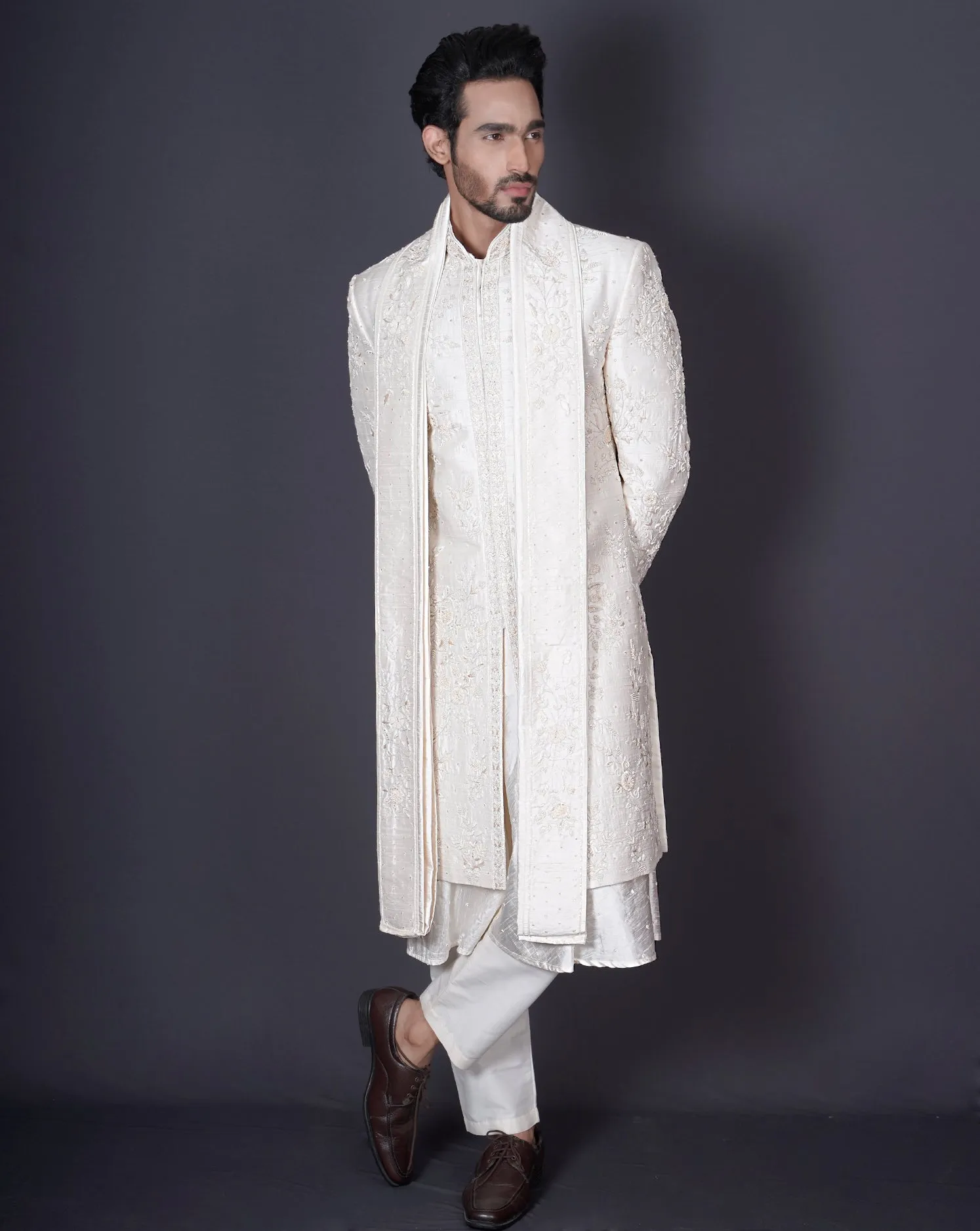 Embroidered Floral Sherwani