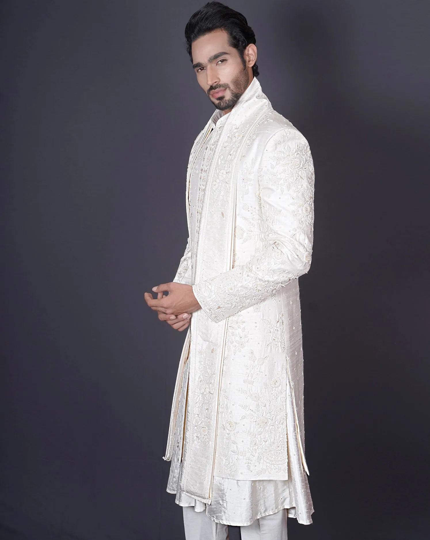 Embroidered Floral Sherwani