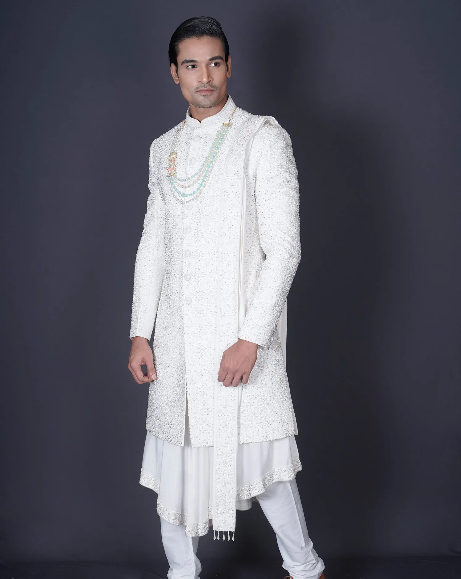 Embroidered Ivory Sherwani