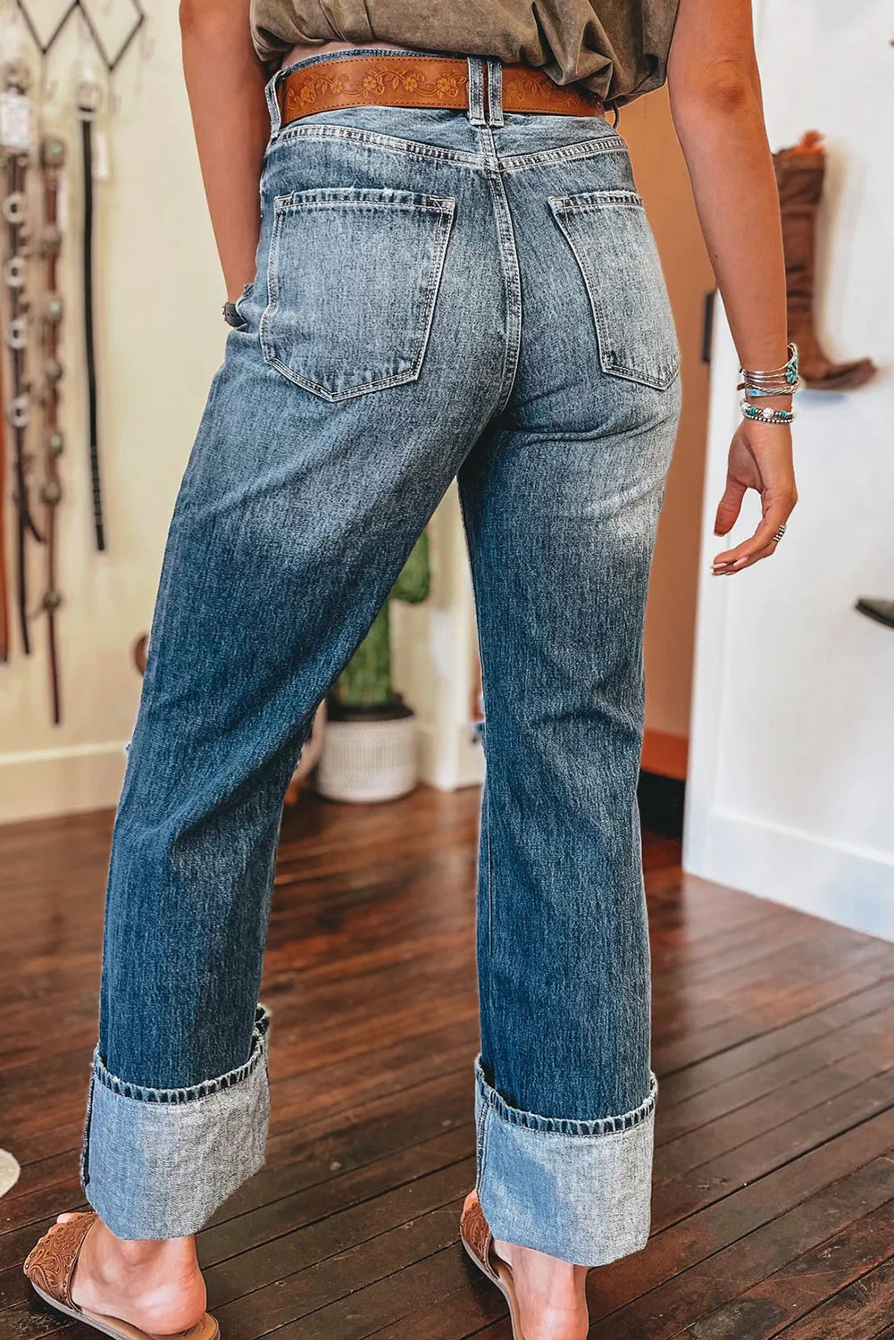 Emery, Dusk Blue Mineral Washed High Rise Ripped Jeans