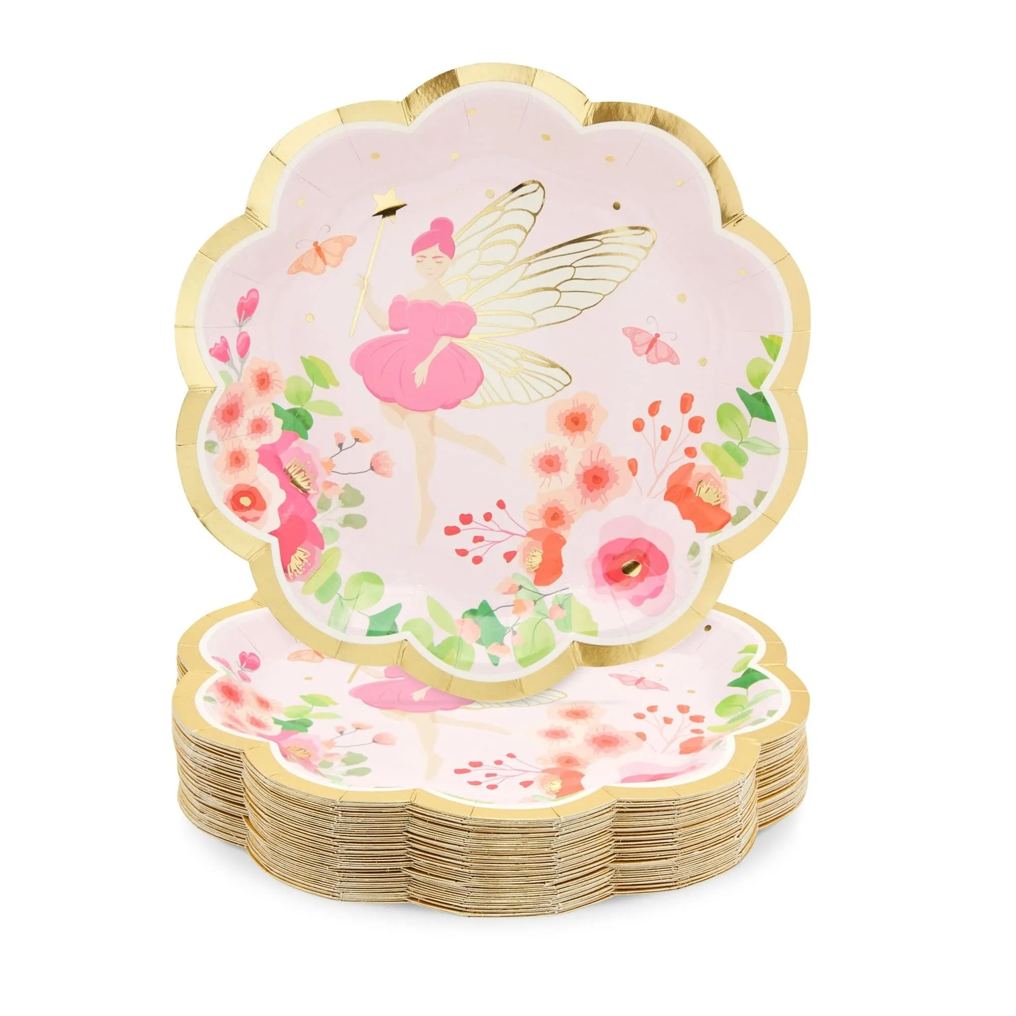 Fairy Tea Party Paper Plates For Girls Floral Birthday Supplies (9