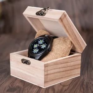Fashion Colorful Flower Print Wood Watch For Women in Wood Gift Case- Daisy,Red Flower