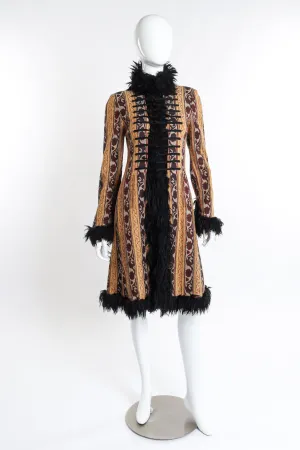 Faux Fur Trim Tapestry Coat
