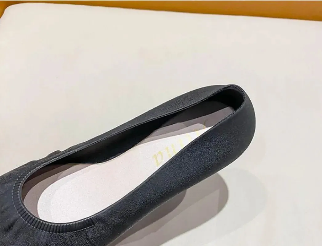 Flat Shoes Women's Summer Casual Wear Thick Heels Square Toe Anti Slip Thickened Shallow Cut Single Shoe  Women's Shoes