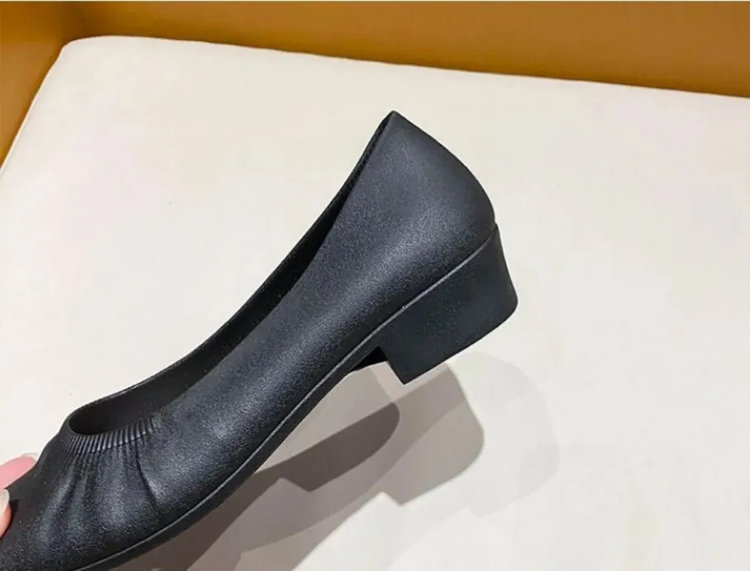 Flat Shoes Women's Summer Casual Wear Thick Heels Square Toe Anti Slip Thickened Shallow Cut Single Shoe  Women's Shoes