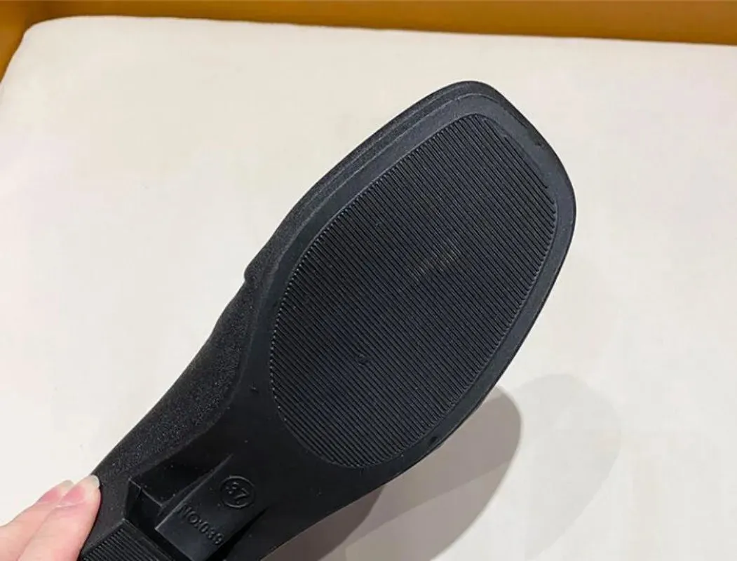 Flat Shoes Women's Summer Casual Wear Thick Heels Square Toe Anti Slip Thickened Shallow Cut Single Shoe  Women's Shoes