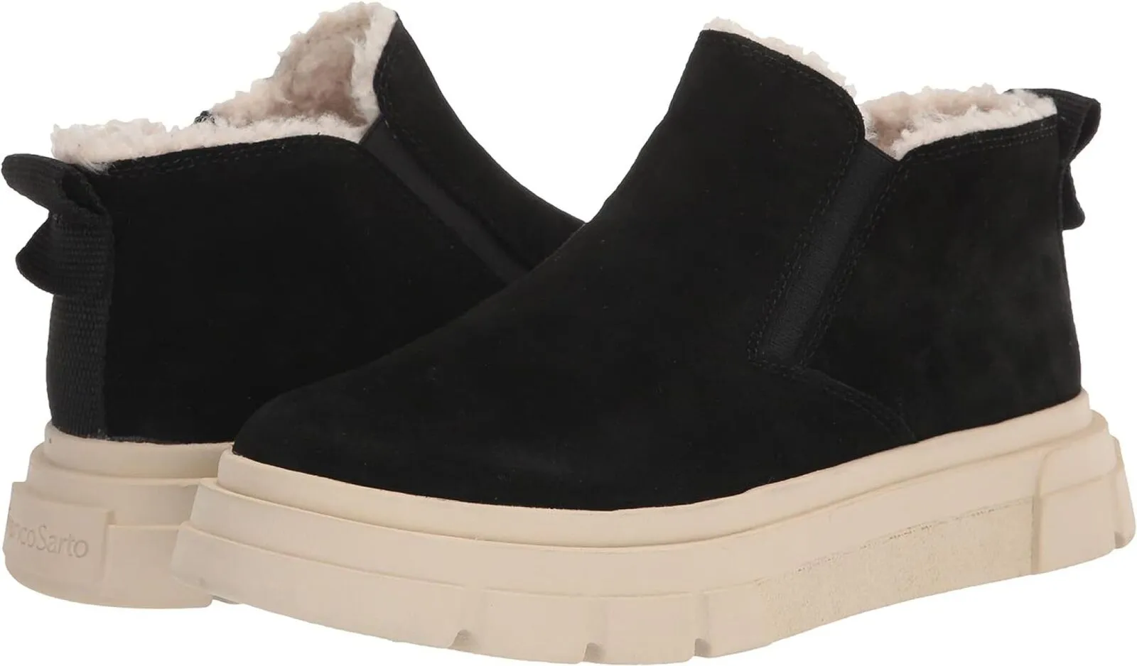 Franco Sarto Womens Suede Faux Fur Lined Anoro Bootie H7330L1 Black 10M