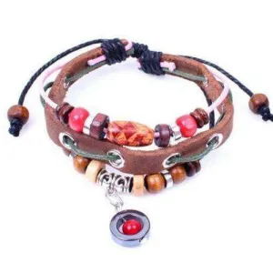 Funky Rainbow Beaded Leather Bracelet