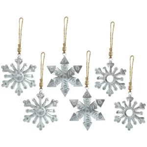 Galvanized Snowflake Ornaments (6-Pack)