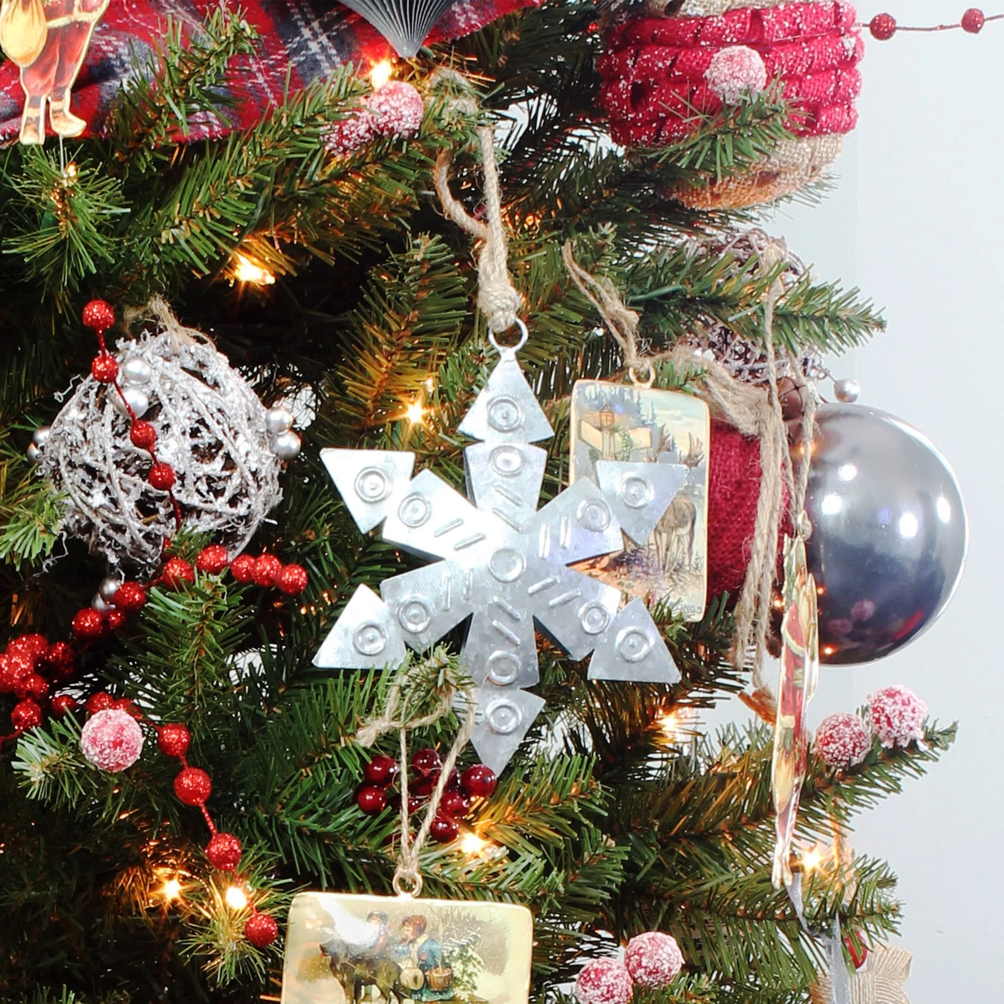 Galvanized Snowflake Ornaments (6-Pack)
