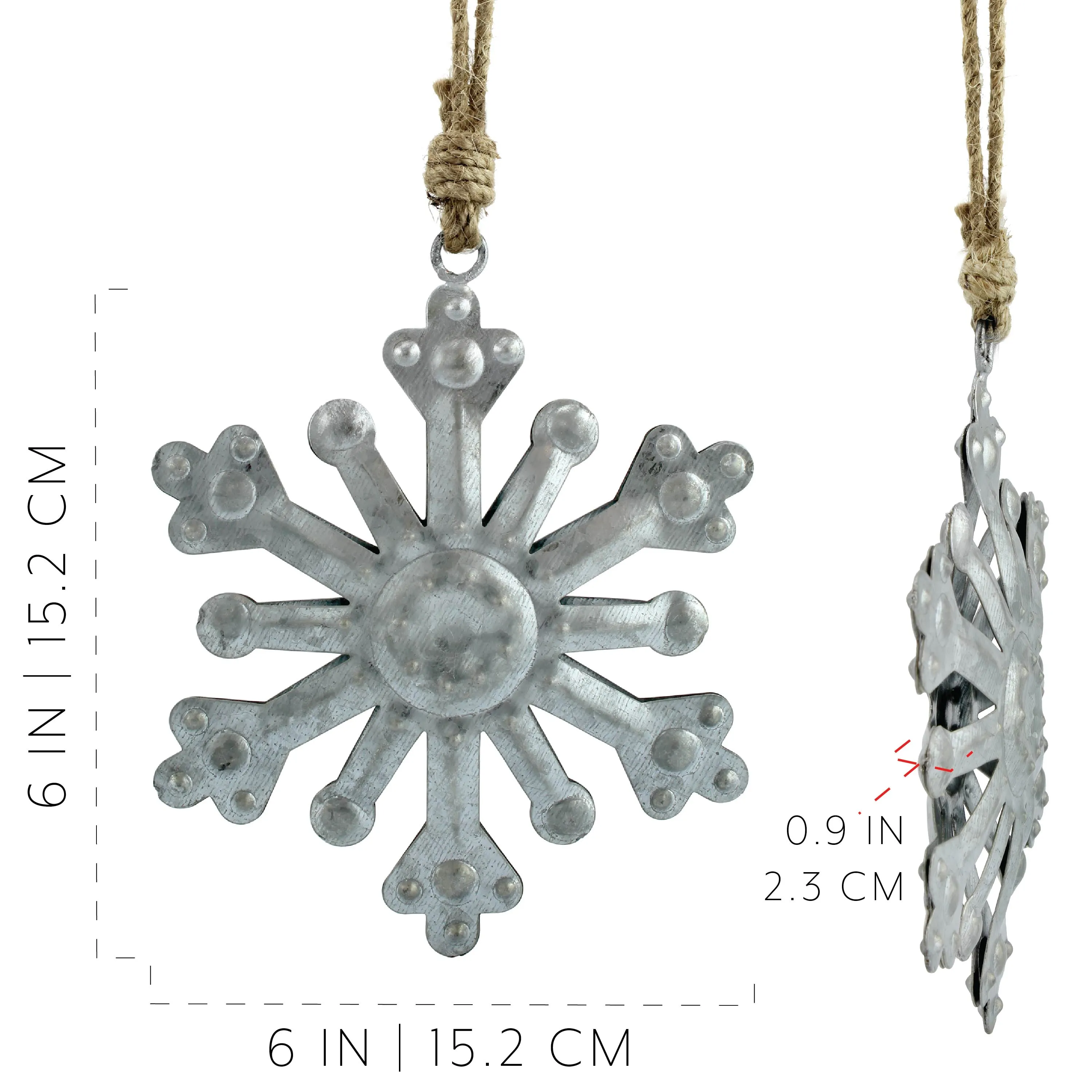 Galvanized Snowflake Ornaments (6-Pack)