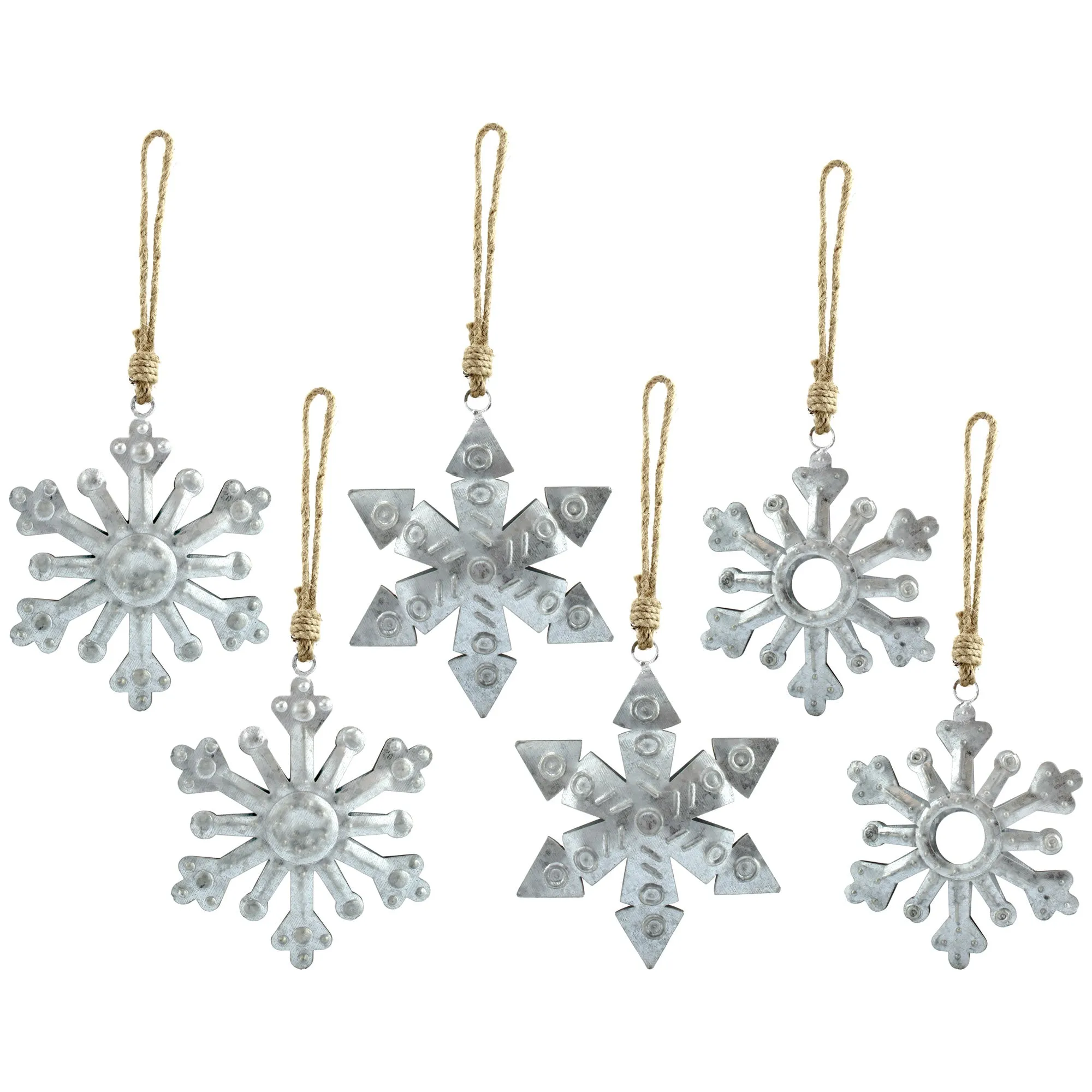 Galvanized Snowflake Ornaments (6-Pack)