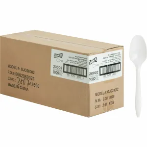 Genuine Joe Medium-Weight Cutlery Plastic Spoons, 1000 Pack - Disposable