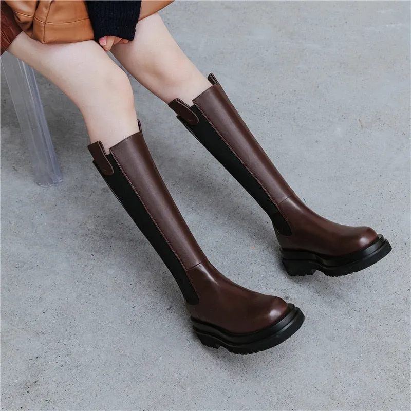 Genuine Leather Thick Bottom boots