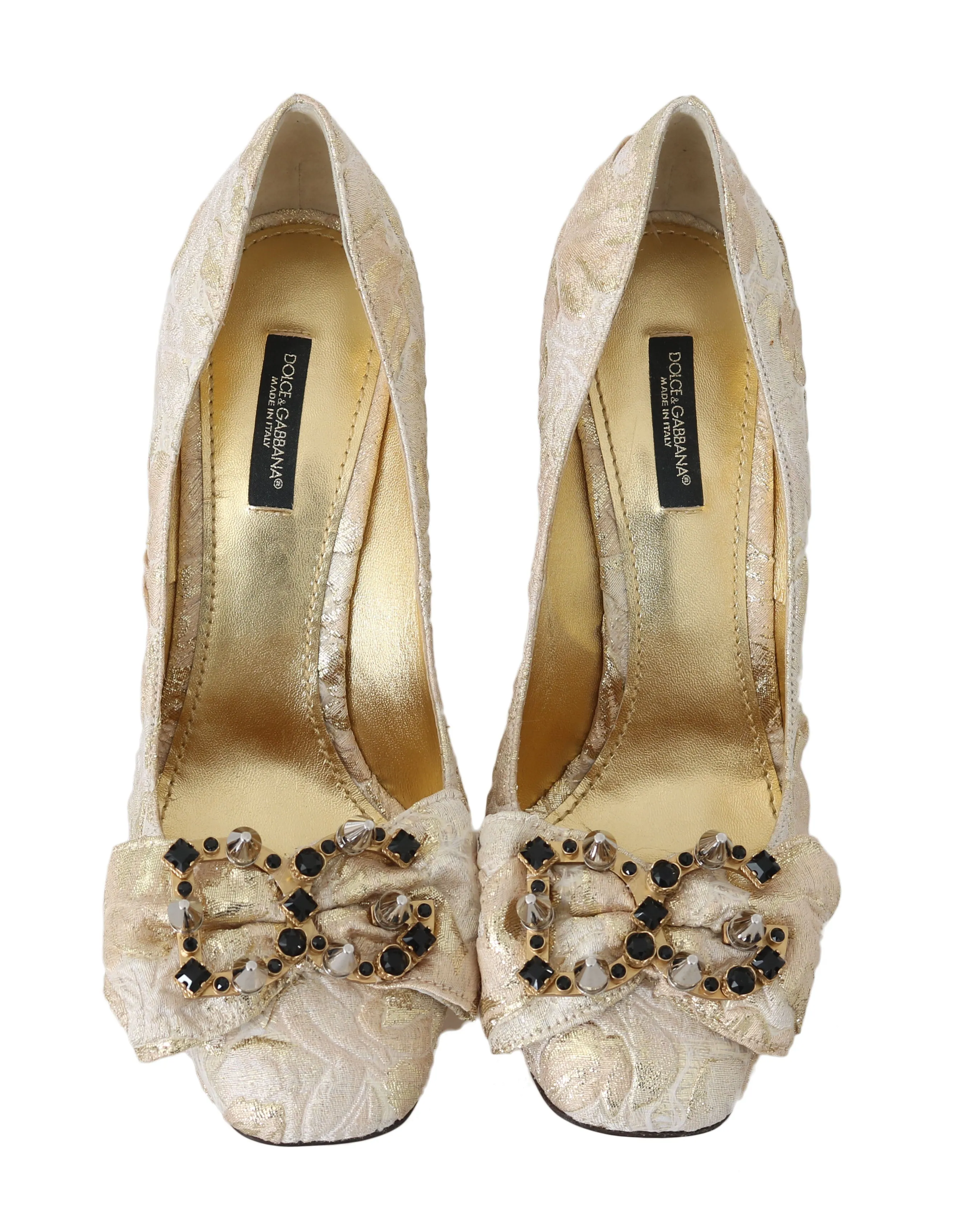 Gold Brocade Crystal Pumps