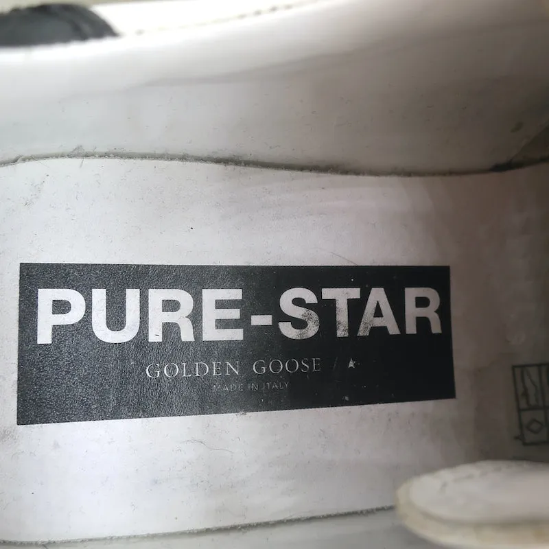 Golden Goose Purestar Low Top Sneakers White & Black Leather Size 43