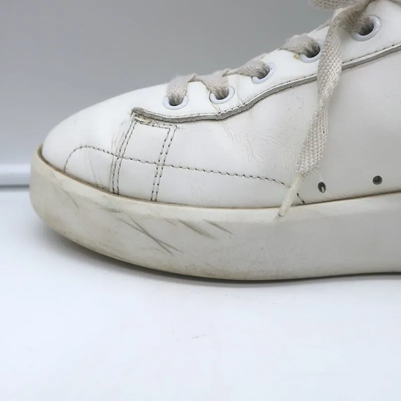 Golden Goose Purestar Low Top Sneakers White & Black Leather Size 43