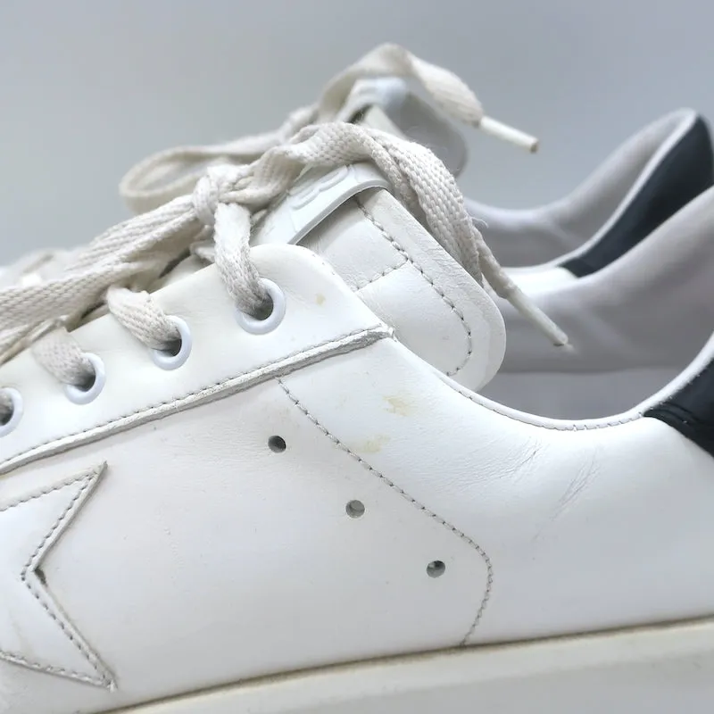 Golden Goose Purestar Low Top Sneakers White & Black Leather Size 43