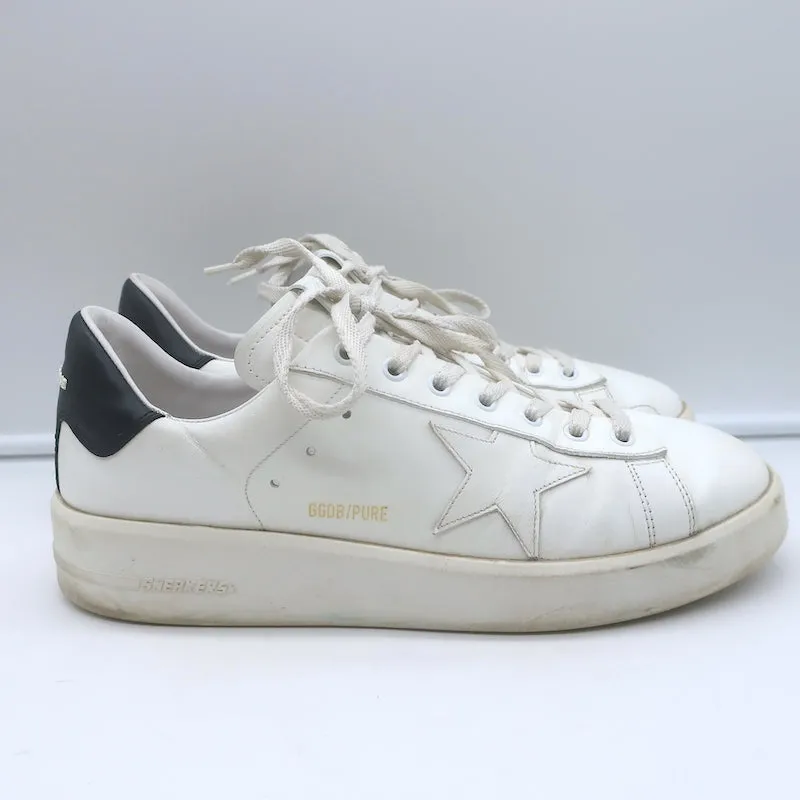 Golden Goose Purestar Low Top Sneakers White & Black Leather Size 43