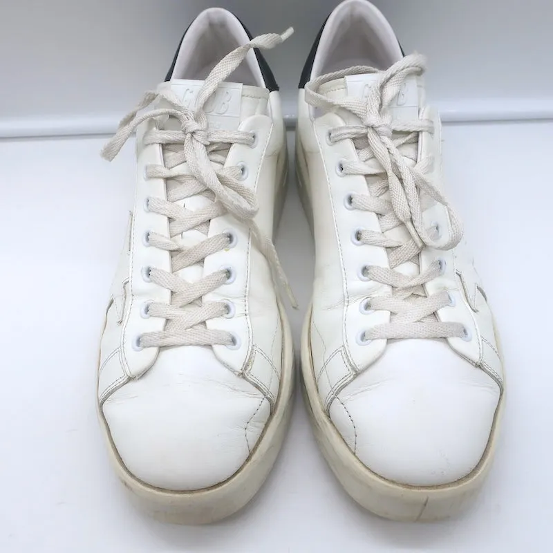 Golden Goose Purestar Low Top Sneakers White & Black Leather Size 43