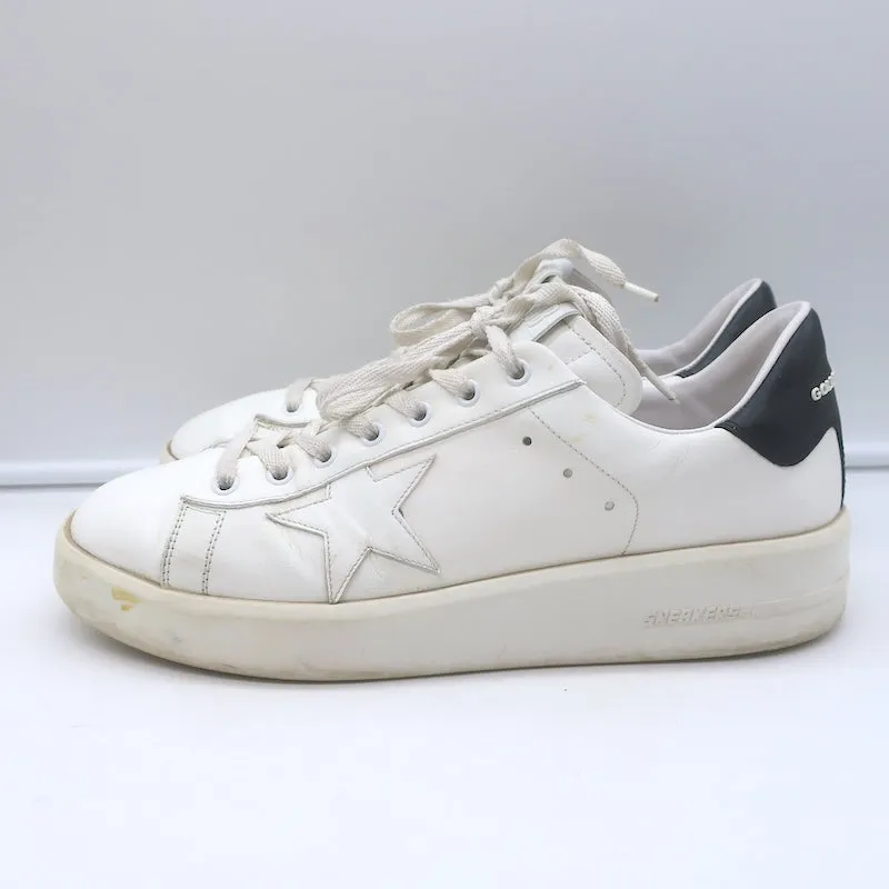 Golden Goose Purestar Low Top Sneakers White & Black Leather Size 43
