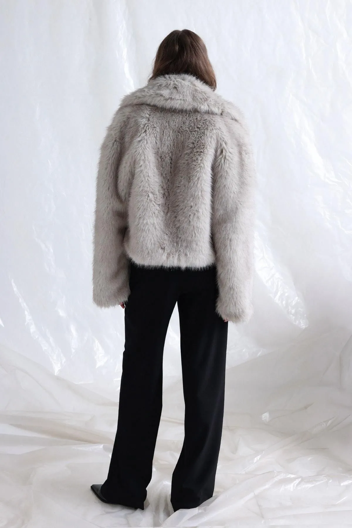 Gray Vola Short Fur Jacket