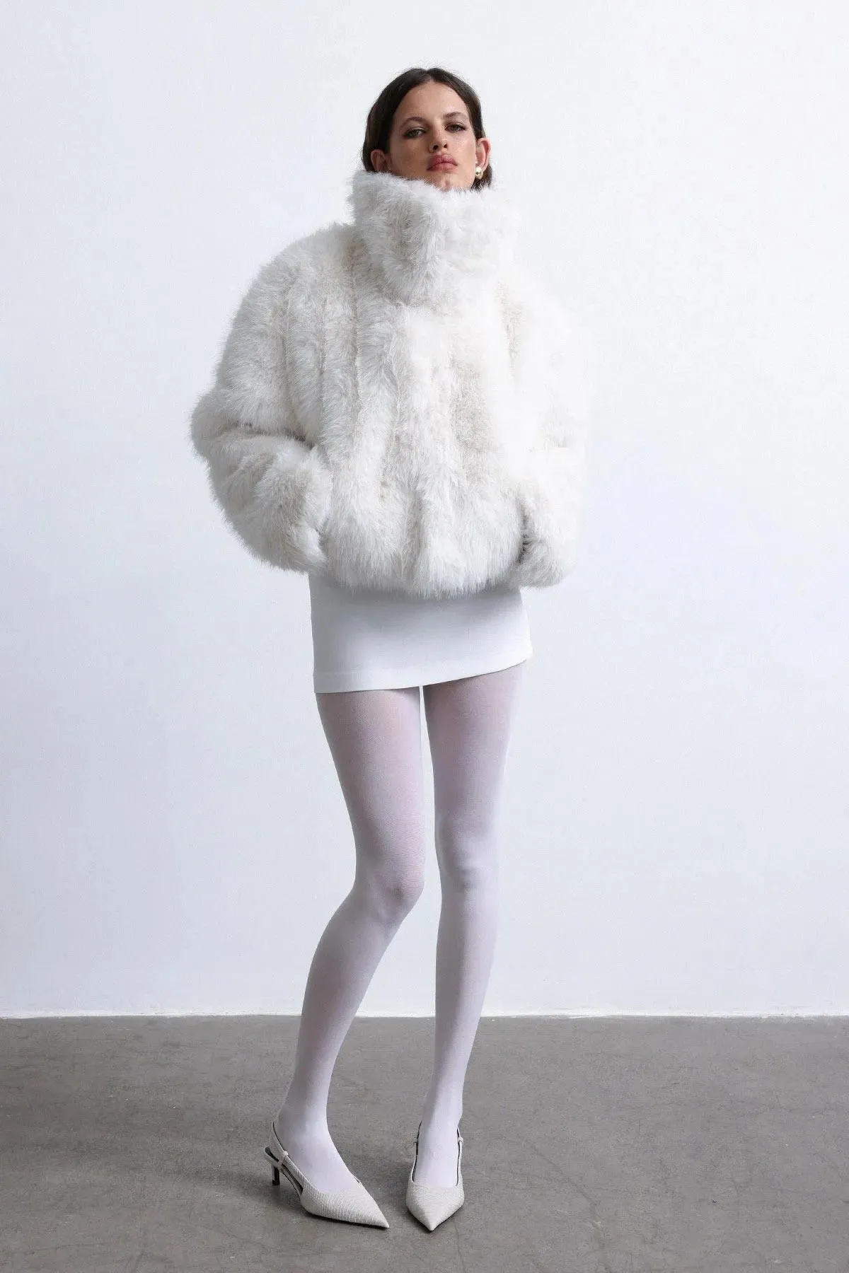 Gray Vola Short Fur Jacket