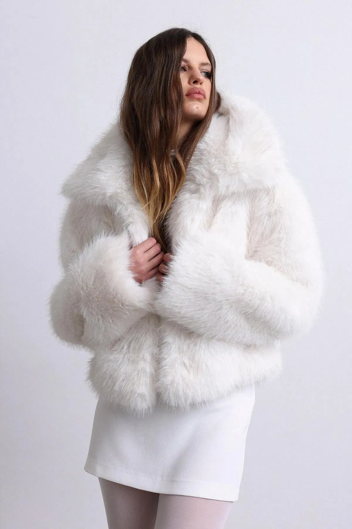 Gray Vola Short Fur Jacket