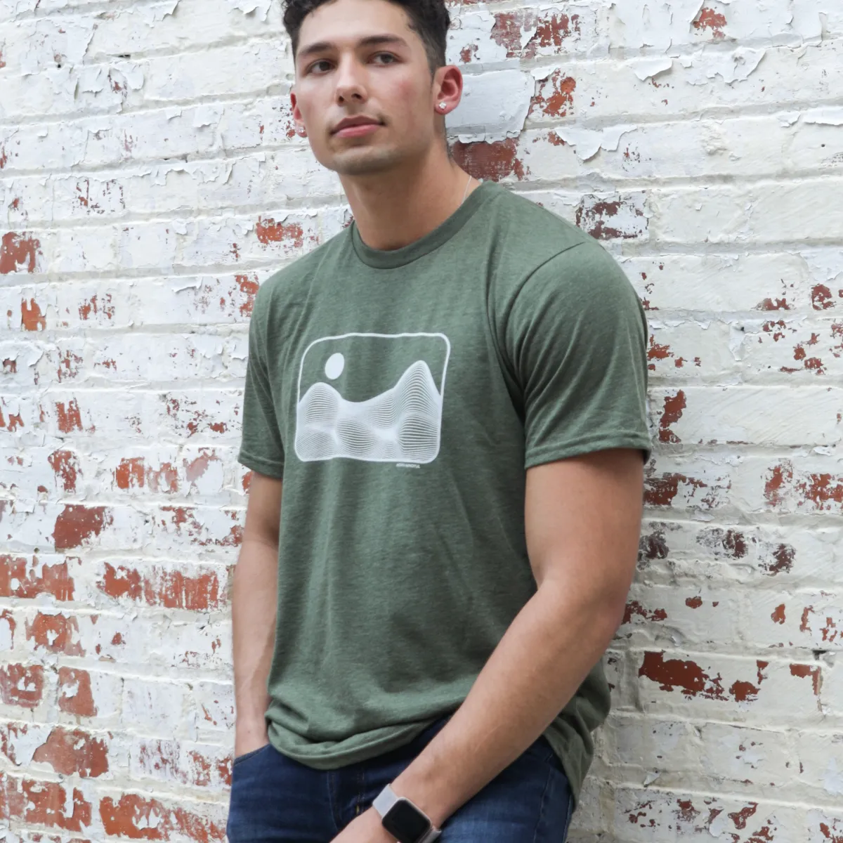 Green Digital Rectangle Mountain T-shirt