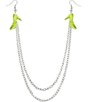 Green Double Chain High Heel Necklace Earrings