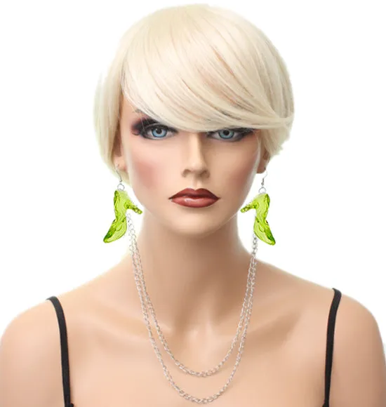 Green Double Chain High Heel Necklace Earrings