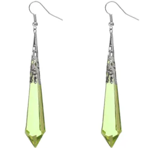 Green Faux Crystal Pointy Earrings