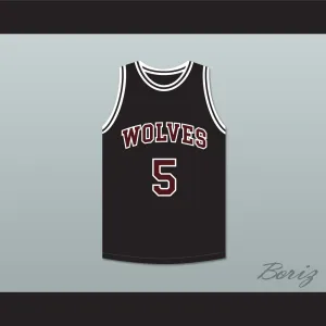 Hakim 5 Wolves High School Black Basketball Jersey