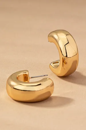 Hollow Puffy Hoop Earrings In Gold