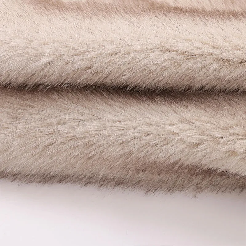 Iconic Fashion Luxury Gradient Cropped Faux Fur Coat for Women Winter Fluffy Short Fur Jacket