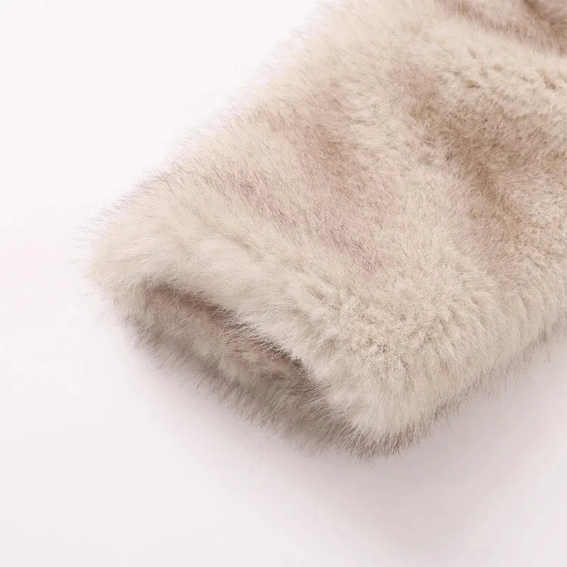 Iconic Fashion Luxury Gradient Cropped Faux Fur Coat for Women Winter Fluffy Short Fur Jacket