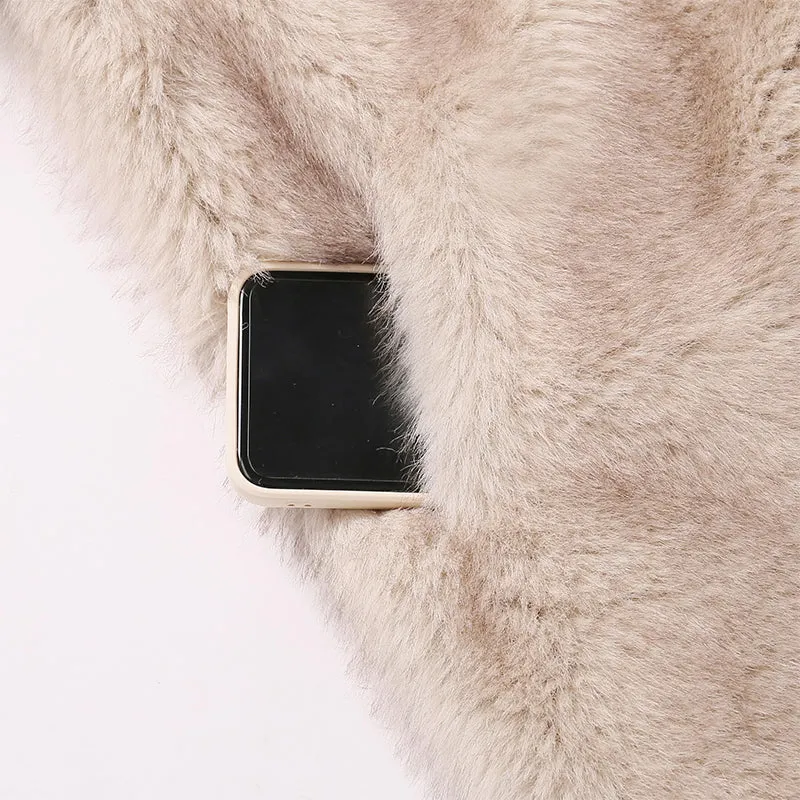 Iconic Fashion Luxury Gradient Cropped Faux Fur Coat for Women Winter Fluffy Short Fur Jacket
