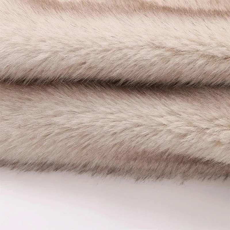 Iconic Fashion Luxury Gradient Cropped Faux Fur Coat for Women Winter Fluffy Short Fur Jacket