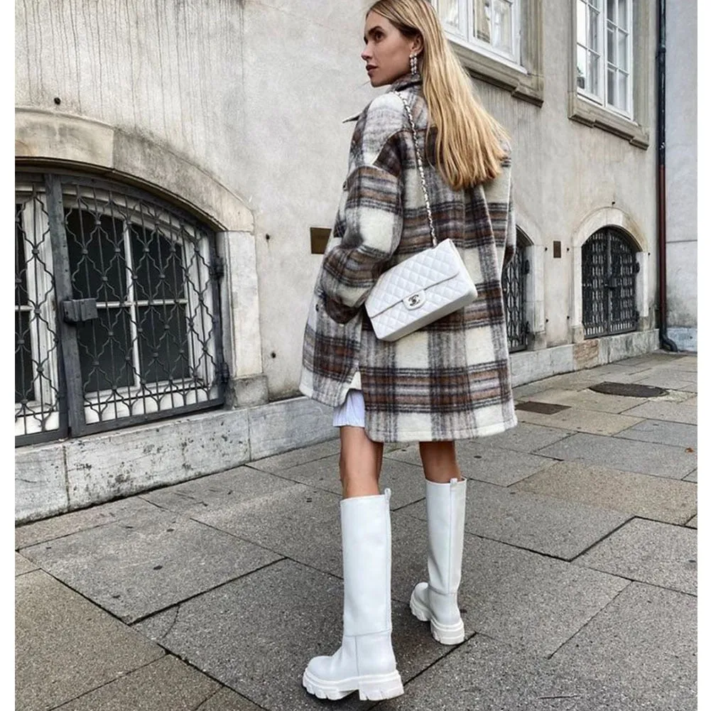 INS Hot Chunky Heels  Round Toe Women Cool Thick Bottom  Boots