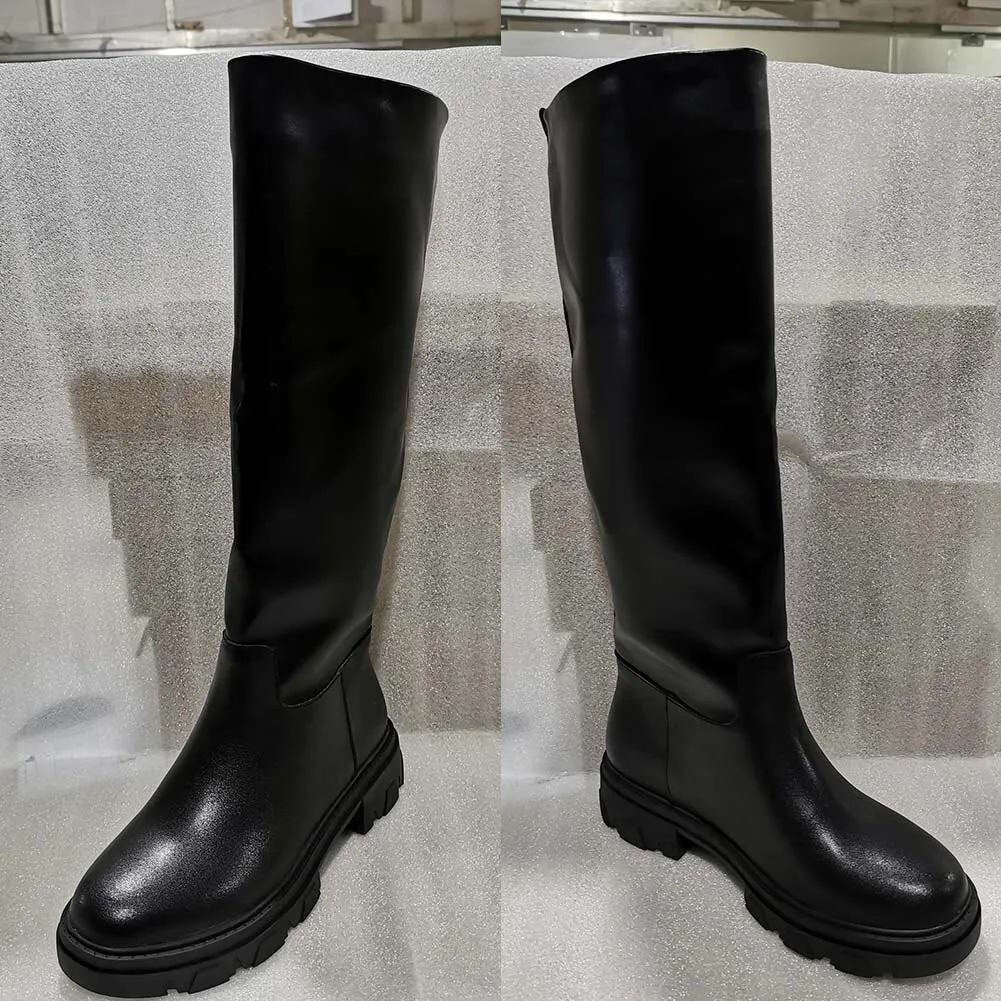 INS Hot Chunky Heels  Round Toe Women Cool Thick Bottom  Boots