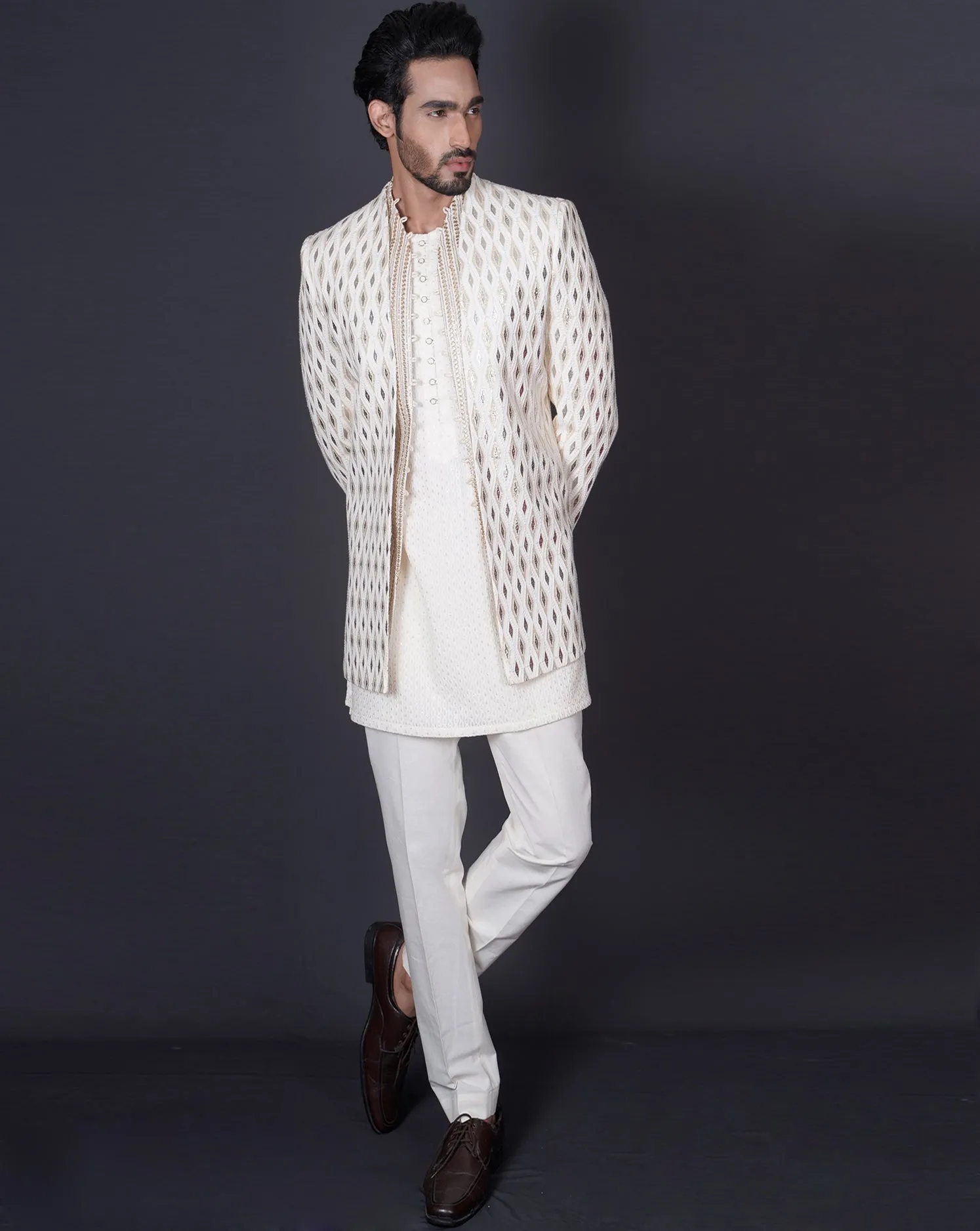 Ivory Jacket Kurta Set