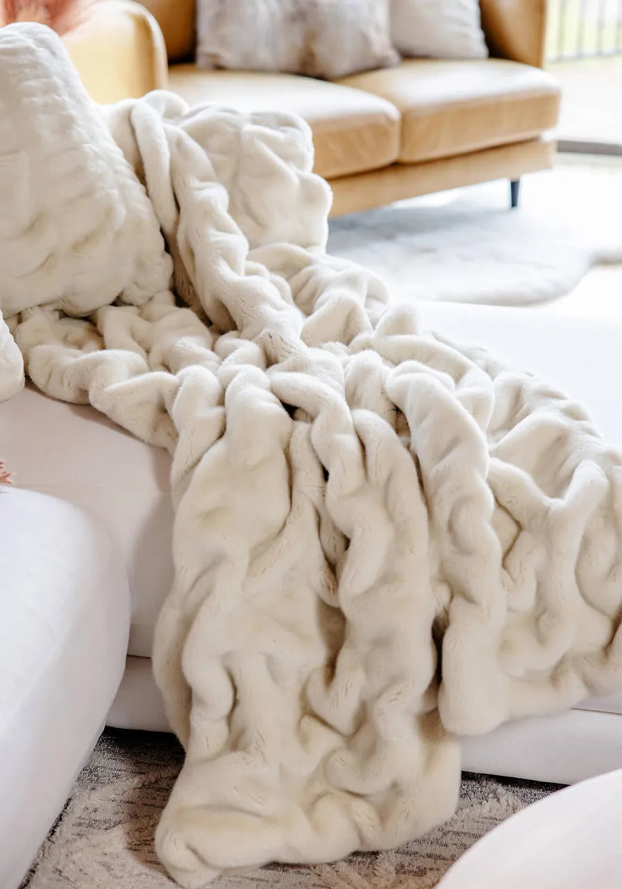 Ivory Mink Couture Collection Faux Fur Throw